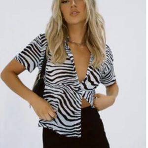 Princess Polly Zebra Button Up Shirt